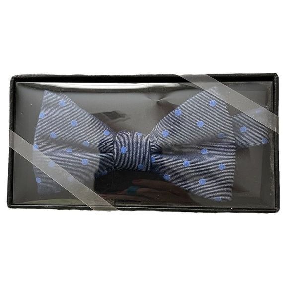 NWT Van Heusen Men's Bow Tie Polka Dot Blue Gray‎ One Size - Picture 1 of 2